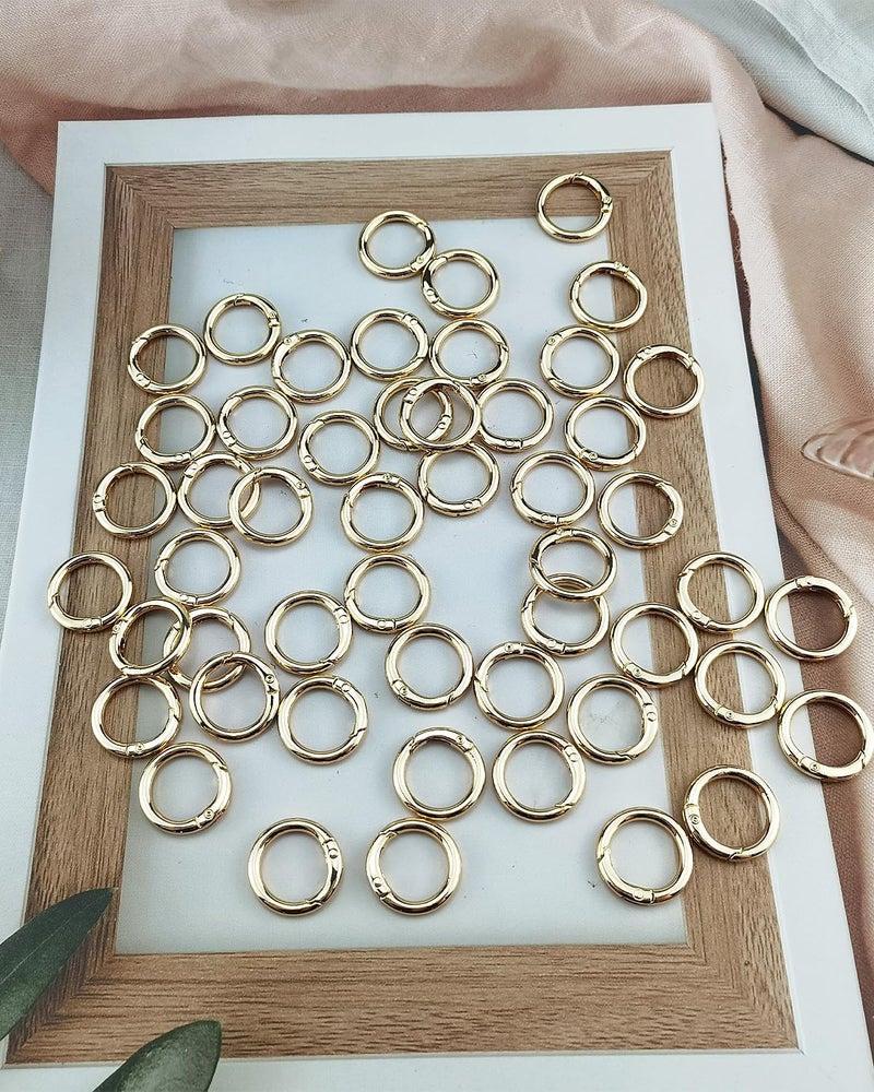 Hibmisy 50pcs 1 Inch Metal Spring O Rings,Round Carabiners Clips Snap Hooks for Keychains, Purse, Shoulder Bag,DIY Crafts (Gold) - Image 5